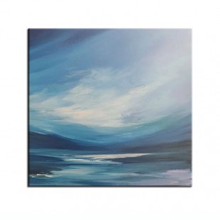 The Blue Ocean-abstract Sea & Sky Oil Art: Calming Blue Hues