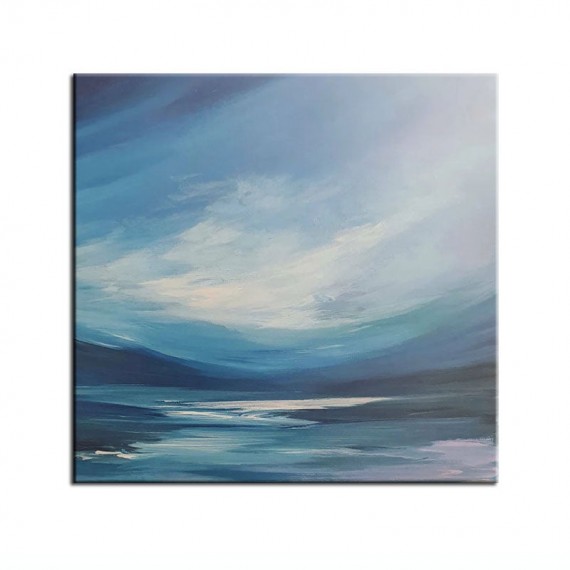 The Blue Ocean-abstract Sea & Sky Oil Art: Calming Blue Hues