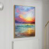 The Golden Hour-Vibrant Sunset Ocean Wave Oil Painting, Seascape Art for Home Decoration