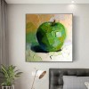 The Green Apple - Textured Oil Painting, abstract Fruit Wall Art, Vibrant Kitchen Decor