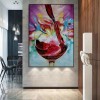 The Holy Wine-abstract Colorful Red Wine Glass Oil Painting - Vibrant Wall Art for Kitchen & Dining Room Decor