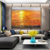 The Red Sea-Vibrant Sunset Ocean Oil Painting, abstract Seascape Art for Home Decoration