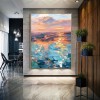 The Sea of Romance-abstract Sunset Seascape Oil Painting, Vibrant Coastal Art for Home Decoration