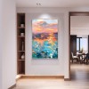 The Sea of Romance-abstract Sunset Seascape Oil Painting, Vibrant Coastal Art for Home Decoration
