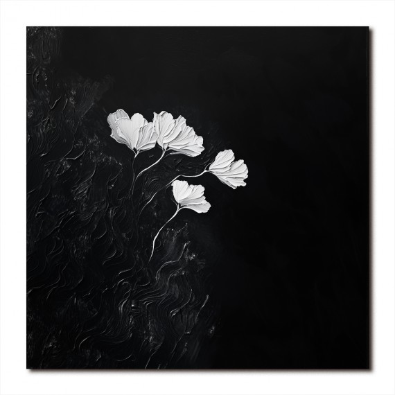 Timeless Elegance-Textured Minimalist Flower Painting for Modern Decor