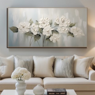 Tranquil Blossom-Handcrafted Textured Floral Oil Painting for Luxury Home Decor