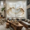 Twin Tide – Gold Textured Wave Diptych Wall Art abstract Ocean Canvas Wabi sabi Decor