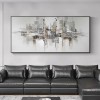 Urban Reflection-abstract Cityscape Painting | Modern Skyline Wall Art on Panoramic Canvas