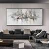 Urban Reflection-abstract Cityscape Painting | Modern Skyline Wall Art on Panoramic Canvas
