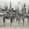 Urban Reflection-abstract Cityscape Painting | Modern Skyline Wall Art on Panoramic Canvas