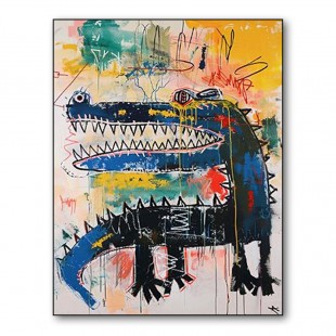 Urban Rex – Vibrant Graffiti Art Crocodile Wall Decor, Street Art Style abstract Painting for Home Decoration