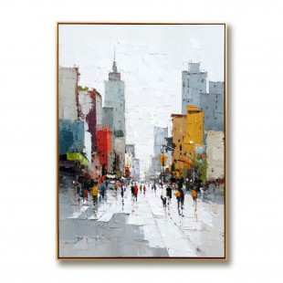 Urban Rhythm – Hand-Painted abstract City Street Oil Painting on Canvas