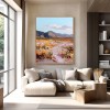 Valley in Bloom — Textured Wildflower Landscape Oil Painting, Mountain Wall Art