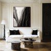 Veil of Depths - abstract Black and White Textured Oil Painting, Modern Wall Art for Home Decor