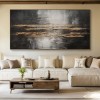 Veil of Horizons-Black Gold abstract Oil Painting | Textured Modern Wall Art