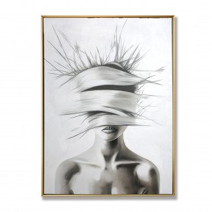 Veiled Silence – abstract Monochrome Portrait Painting