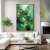 Verdant Bloom – abstract Green Botanical Painting on Canvas for Modern Wall Art
