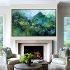 Verdant Peaks – abstract Mountain Landscape Painting, Textured Green Canvas Wall Art