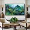 Verdant Peaks – abstract Mountain Landscape Painting, Textured Green Canvas Wall Art