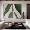 Verdant Waves Duo-Minimalist abstract Canvas painting for Modern Decor(2 Pieces)