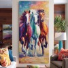 Vibrant Colorful Running Horses Oil Painting - Expressive Animal Wall Art for Home Decor