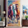 Vibrant Colorful Running Horses Oil Painting - Expressive Animal Wall Art for Home Decor