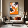 Vibrant abstract Expressionism: Textured abstract Expressionist Art - Vibrant Orange, White & Black Tones, Bold Wall Decor for Modern Interiors