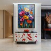 Vivid Bloom – Colorful Textured Flower Oil Painting, Vibrant Floral Wall Art for Home Decoration
