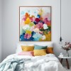 Vivid Bloom: "Impasto abstract Floral Oil Painting - Vibrant Multicolor Blossoms Wall Art, Modern Decor for Living Room & Bedroom