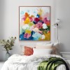 Vivid Bloom: "Impasto abstract Floral Oil Painting - Vibrant Multicolor Blossoms Wall Art, Modern Decor for Living Room & Bedroom