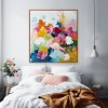 Vivid Bloom: "Impasto abstract Floral Oil Painting - Vibrant Multicolor Blossoms Wall Art, Modern Decor for Living Room & Bedroom
