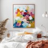 Vivid Bloom: "Impasto abstract Floral Oil Painting - Vibrant Multicolor Blossoms Wall Art, Modern Decor for Living Room & Bedroom