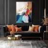 Vivid Bloom - abstract Colorful Floral Oil Painting, Thick Textured Wall Art with Gold Accents for Home Decor