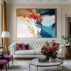 Vivid Bloom - abstract Colorful Floral Oil Painting, Thick Textured Wall Art with Gold Accents for Home Decor