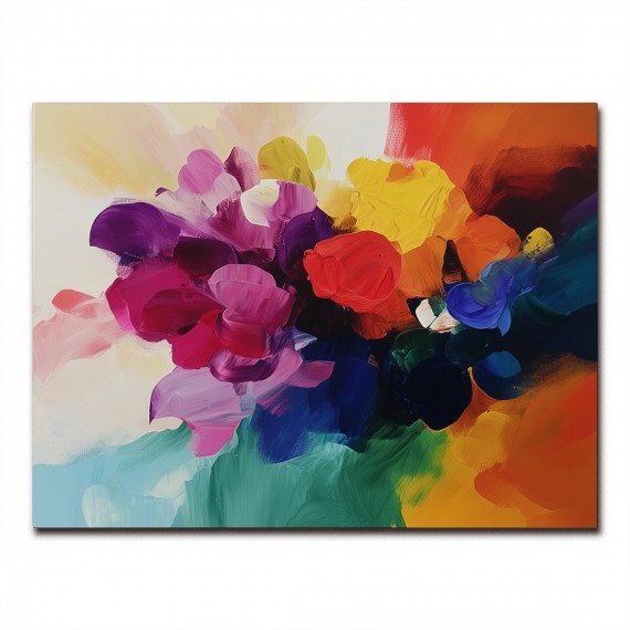 Vivid Bloomscape-Colorful abstract Floral Oil Painting, Vibrant Flower Artwork for Home Decor