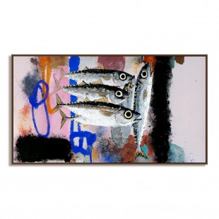 Vivid Catch — abstract Fish Oil Painting, Colorful Textured Wall Art for Modern Decor