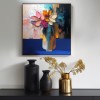 Vivid Essence-Impasto Floral Still Life Oil Painting - Vibrant Multicolored Blooms in Vase with Gold Accents, Framed Square Wall Art for Living Room & Bedroom Decor