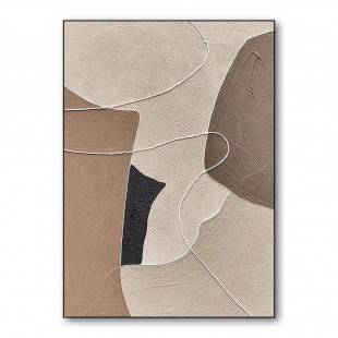 Wabi-Sabi Inspired Textured Wall Art - Neutral Geometric Shapes, Earth-Toned Minimalist Decor