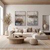 Wabi-Sabi Neutral abstract Canvas Wall Art - Textured Landscape（left）#iris1122