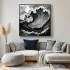 Wave Symphony-Monochrome abstract Wave Oil Painting – Textured Ocean Wall Art