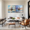 Western Beach Horse Riding Wall Art – Cowboy and Cowgirl Canvas Set