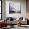 Whispers of Dawn – abstract Textured Seascape Oil Painting, Modern Minimalist Wall Art for Living Room