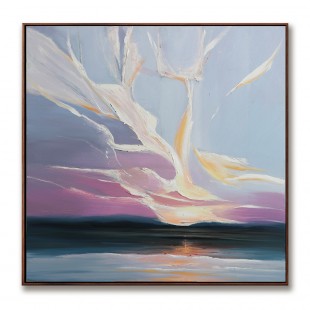 Whispers of Dawn – abstract Textured Seascape Oil Painting, Modern Minimalist Wall Art for Living Room