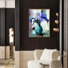 Whispers of Iris - Purple Iris Flower Oil Painting – abstract Vase Wall Art on Canvas