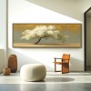 White tree Landscape Painting – Large Horizontal Hand-Painted Textured Canvas Wall Art for Modern Living Room Decor