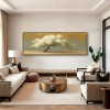 White tree Landscape Painting – Large Horizontal Hand-Painted Textured Canvas Wall Art for Modern Living Room Decor