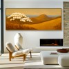 White tree Landscape Painting – Large Textured Canvas Wall Art for Living Room Decor