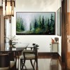 Wide Forest Landscape Oil Painting - Large Misty Nature Canvas Wall Art