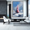 Winter Ember - Textured abstract Christmas tree Oil Painting on Canvas