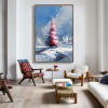 Winter Ember - Textured abstract Christmas tree Oil Painting on Canvas